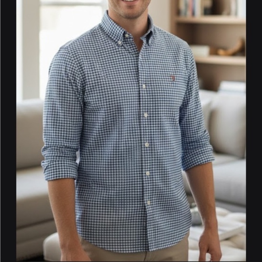 Ralph Lauren Blue and White Checkered Shirt